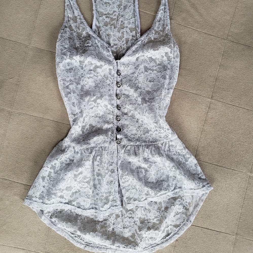 Button up lace tank
